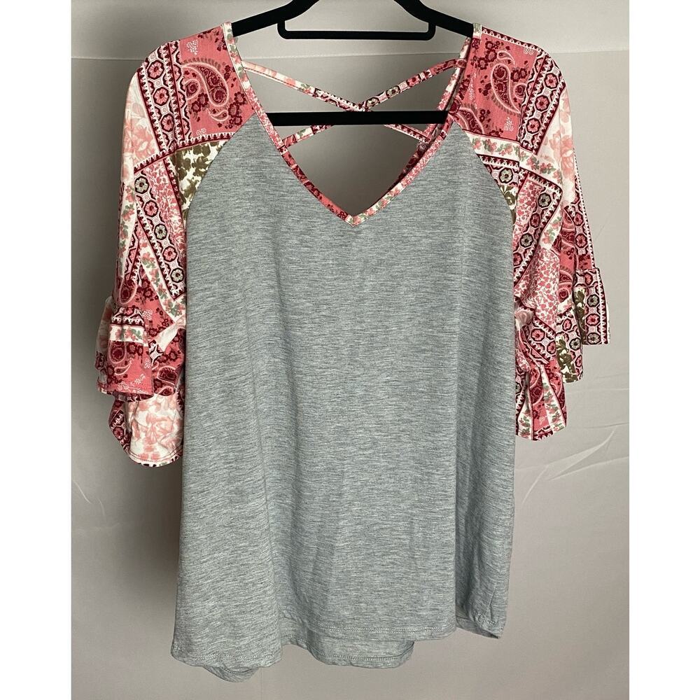 Retro Sleeve Absolutely Famous Shirt, Womens Blouse, Size L, Boho Quarter Sleeve